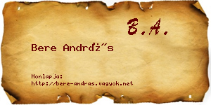 Bere András névjegykártya